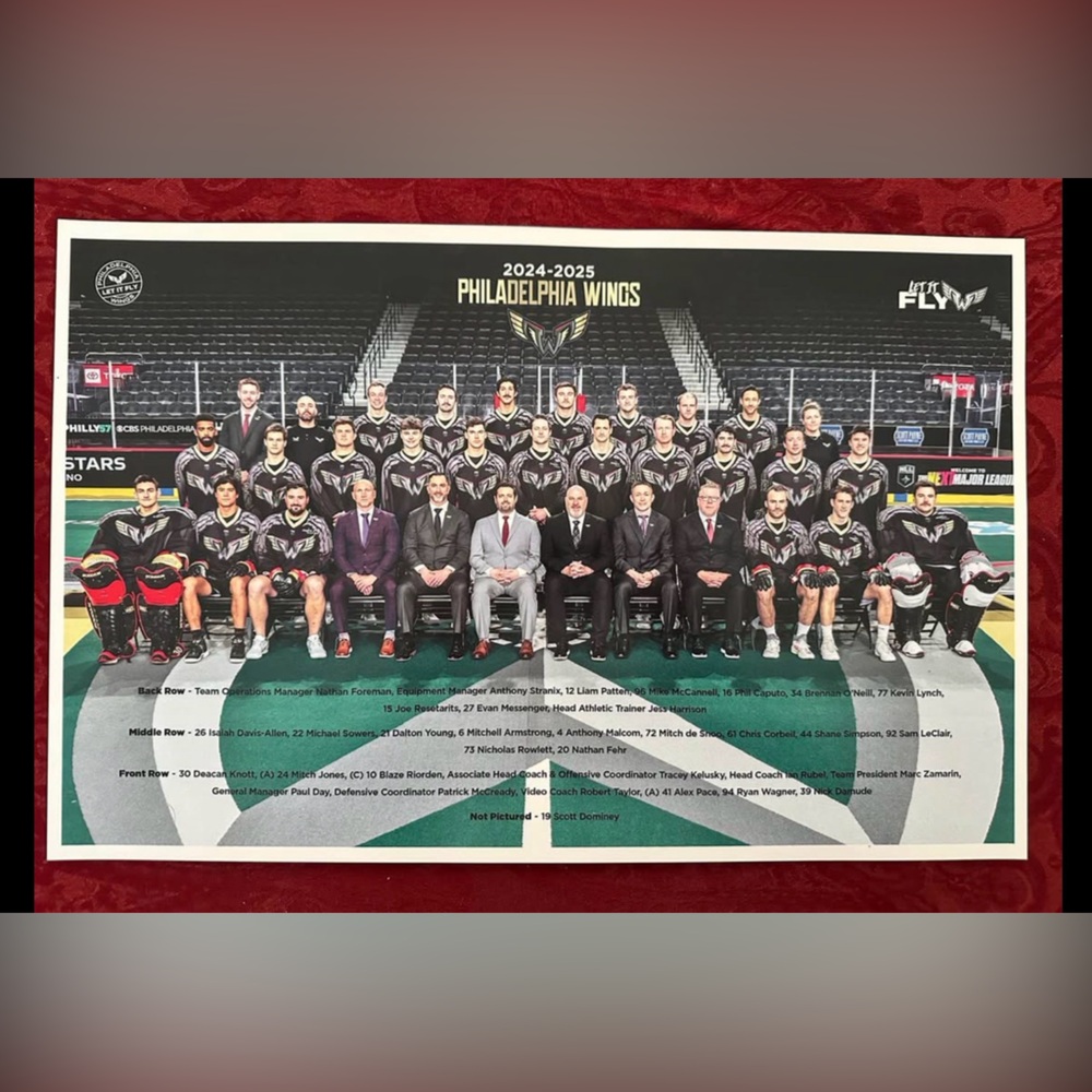Philadelphia wings team photo lacrosse poster 17x11 2024-2025 season